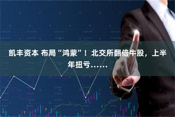 凯丰资本 布局“鸿蒙”！北交所翻倍牛股，上半年扭亏……