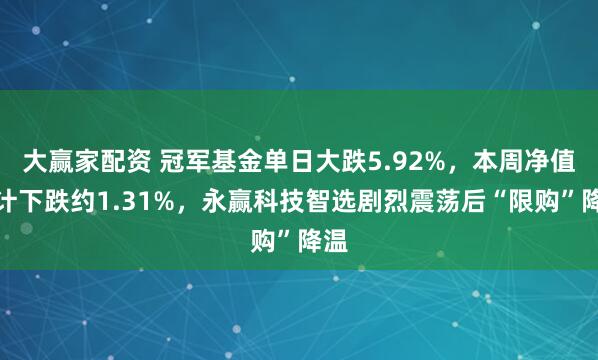 大赢家配资 冠军基金单日大跌5.92%，本周净值累计下跌约1.31%，永赢科技智选剧烈震荡后“限购”降温
