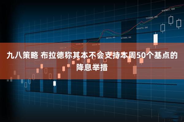 九八策略 布拉德称其本不会支持本周50个基点的降息举措
